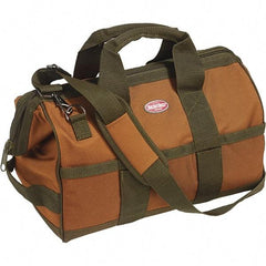 Bucket Boss - 16 Pocket Brown & Green Polyester Tool Bag - 16" Wide x 9" Deep x 12" High - Americas Tooling