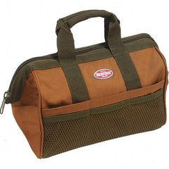 Bucket Boss - 6 Pocket Brown & Green Polyester Tool Bag - 13" Wide x 8" Deep x 10" High - Americas Tooling