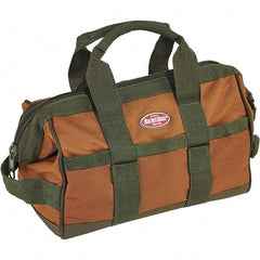 Bucket Boss - 16 Pocket Brown & Green Polyester Tool Bag - 12" Wide x 7" Deep x 9" High - Americas Tooling