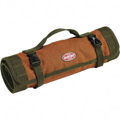 Bucket Boss - 22 Pocket Brown & Green Canvas Tool Roll - 25" Wide x 1/8" Deep x 14" High - Americas Tooling