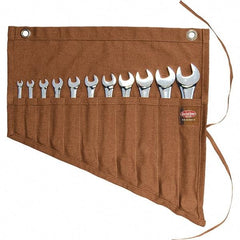 Bucket Boss - 11 Pocket Brown Canvas Tool Roll - 18-3/4" Wide x 1/2" Deep x 18-1/4" High - Americas Tooling