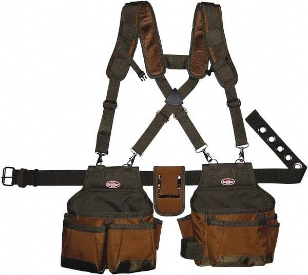 Bucket Boss - 30" to 52" Waist Tool Rig - 12 Pocket, Polyester, Brown/Green - Americas Tooling