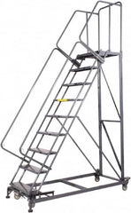 Ballymore - 123" 9 Step Ladder - Rolling Safety Ladder, 600 Lb Capacity, 90" Platform Height, 32" Base Width x 75" Base Depth, Perforated Tread - Americas Tooling