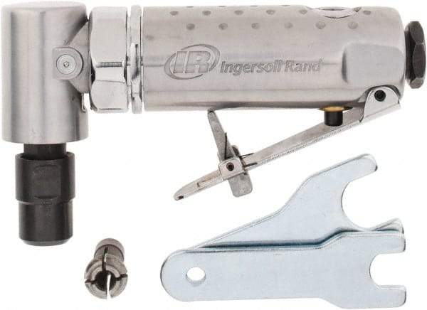 Ingersoll-Rand - 1/4" Collet, Angle Handle, Angle Air Die Grinder - 21,000 RPM, Front Exhaust, 24 CFM, 0.25 hp, 1/4" Inlet - Americas Tooling