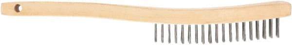 DeWALT - 7 Rows x 3 Columns Stainless Steel Scratch Brush - 7-3/4" OAL, 5/8" Trim Length, Wood Curved Handle - Americas Tooling