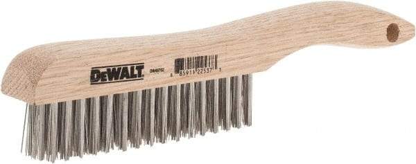DeWALT - 15 Rows x 4 Columns Stainless Steel Scratch Brush - 10" OAL, 1-1/8" Trim Length, Wood Shoe Handle - Americas Tooling