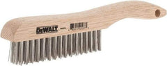 DeWALT - 15 Rows x 4 Columns Stainless Steel Scratch Brush - 10" OAL, 1-1/8" Trim Length, Wood Shoe Handle - Americas Tooling