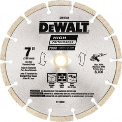 DeWALT - 7" Diam, 5/8 & 7/8" Arbor Hole Diam, Wet & Dry Cut Saw Blade - Diamond Matrix, Standard Round Arbor - Americas Tooling