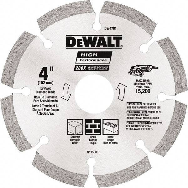 DeWALT - 4-1/2" Diam, 5/8 & 7/8" Arbor Hole Diam, Wet & Dry Cut Saw Blade - Diamond Matrix, Standard Round Arbor - Americas Tooling