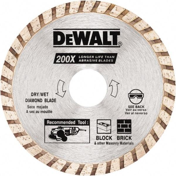 DeWALT - 4" Diam, 5/8 & 7/8" Arbor Hole Diam, Wet & Dry Cut Saw Blade - Diamond Matrix, Standard Round Arbor - Americas Tooling