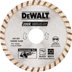 DeWALT - 4" Diam, 5/8 & 7/8" Arbor Hole Diam, Wet & Dry Cut Saw Blade - Diamond Matrix, Standard Round Arbor - Americas Tooling