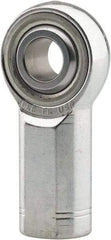 Made in USA - 7/16" ID, 1-1/8" Max OD, 10,290 Lb Max Static Cap, Plain Female Spherical Rod End - 7/16-20 LH, 1-1/16" Shank Length, Alloy Steel with Steel Raceway - Americas Tooling