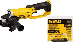 DeWALT - 4-1/2" Wheel Diam, 6,500 RPM, Cordless Cutoff & Cutoff-Grinder Tool - Right Angle Handle, 20 Volt, Battery Included - Americas Tooling