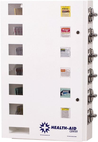 Synergy Management - Medical Vending Machines & Dispensers; Height (Inch): 29-1/2 ; Width (Inch): 20 ; Depth (Inch): 5-1/2 ; Number of Shelves: 6 ; Door Type: Manual Closing ; Shelf Type: Adjustable - Americas Tooling