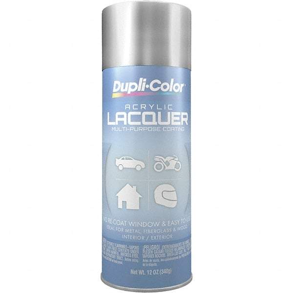 Dupli-Color - Silver Metallic, Metallic, Lacquer Spray Paint - 12 to 14 Sq Ft per Can, 12 oz Container - Americas Tooling