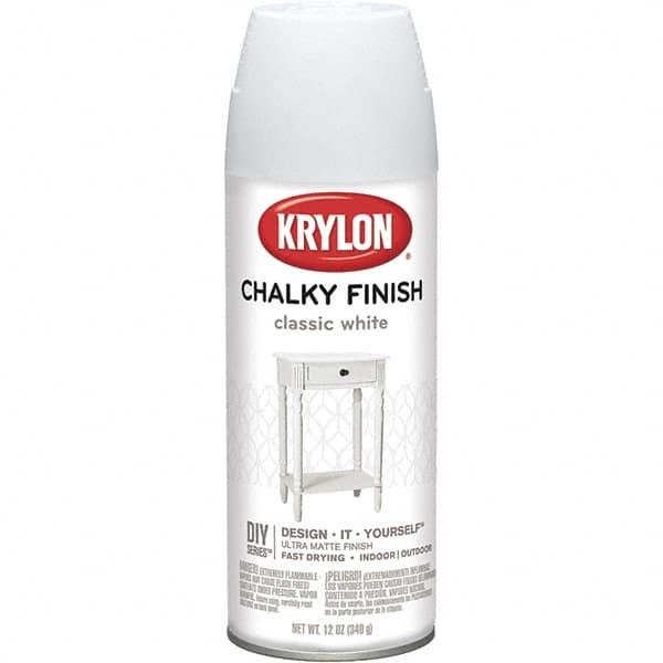 Krylon - White, Flat, Aerosol Spray Paint - 15 to 20 Sq Ft per Can, 12 oz Container - Americas Tooling