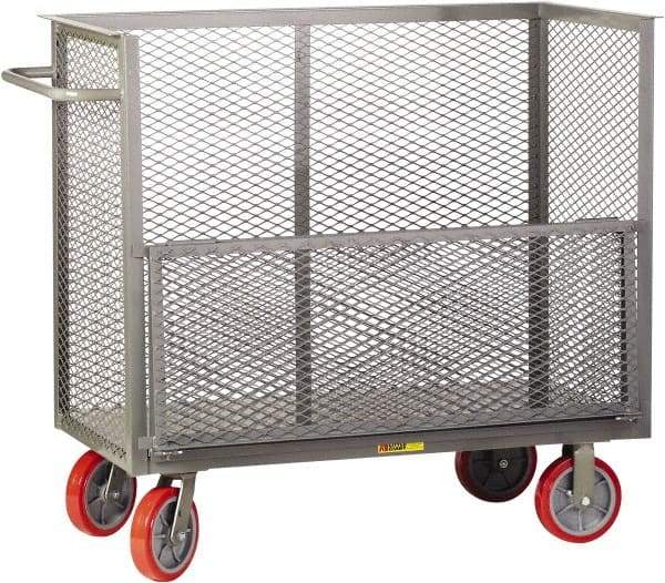 Little Giant - 3,600 Lb Capacity, 3-Sided Steel Bulk Truck with Removable Drop Gate - 53-1/2" Long x 30" Wide x 47" High, Polyurethane Wheels - Americas Tooling