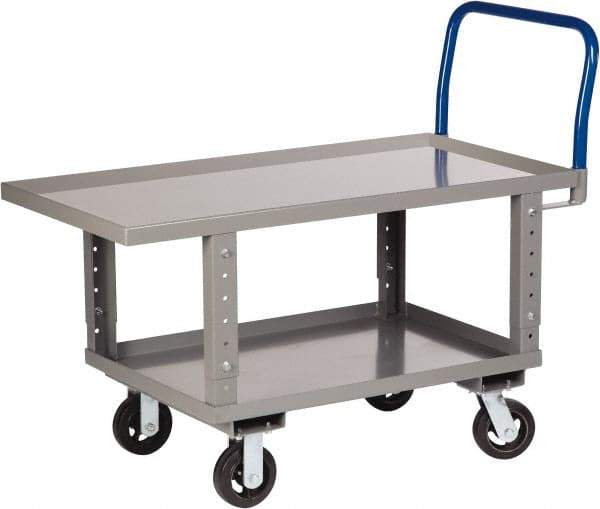 Little Giant - 2,000 Lb Capacity Steel Raised Deck Platform Truck - Steel Deck, 24" OAW, 48" Platform Length x 35-1/2" Platform Height, Mold On Rubber Casters - Americas Tooling