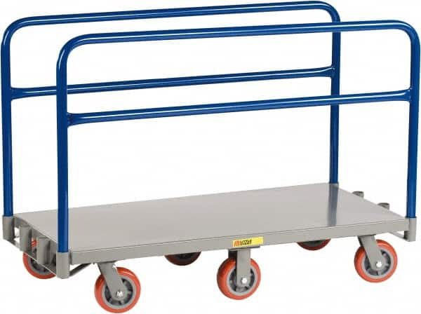 Little Giant - 3,600 Lb Capacity Steel 6-Wheeled Platform Truck - Steel Deck, 30" OAW, 60" Platform Length x 9" Platform Height, Polyurethane Casters - Americas Tooling