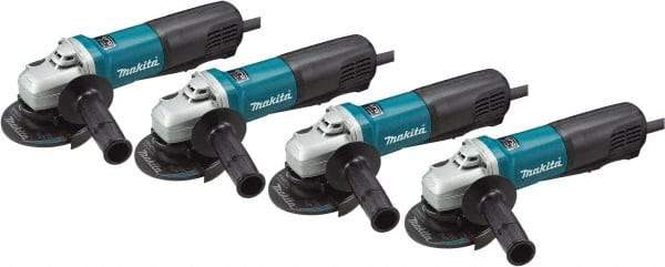 Makita - 4-1/2" Wheel Diam, 10,500 RPM, Corded Angle & Disc Grinder - 5/8-11 Spindle, 120 Volts, 10 Amps - Americas Tooling