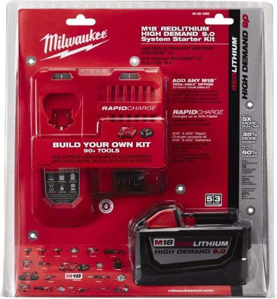 Milwaukee Tool - 18 Volt Lithium-Ion Power Tool Battery - 9 Ahr Capacity, Series M18 XC RED - Americas Tooling