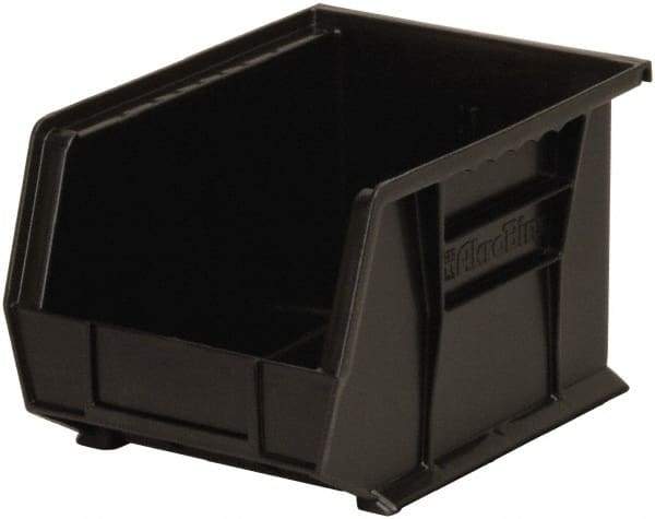 Akro-Mils - 50 Lb. Load Capacity, 10-3/4" Deep, Black Polymer Hopper Stacking Bin - 7" High x 8-1/4" Wide x 10-3/4" Long - Americas Tooling