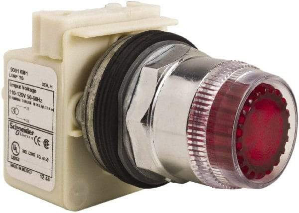 Schneider Electric - 30mm Mount Hole, Extended Straight, Pushbutton Switch Only - Round, Red Pushbutton, Momentary (MO), Weatherproof, Dust and Oil Resistant - Americas Tooling