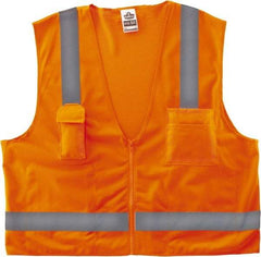 Ergodyne - Size 4X/5XL High Visibility Orange Mesh/Solid Surveyor's Vest - 58 to 64" Chest, ANSI/ISEA 107, Zipper Closure, 4 Pockets, Polyester - Americas Tooling