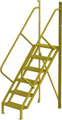 TRI-ARC - 102" 6 Step Configurable Crossover Ladder - 50° Incline, 1,000 Lb Capacity, 60" Platform Height, 30" Base Width x 52-1/2" Base Depth, Perforated Tread - Americas Tooling