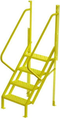 TRI-ARC - 82" 4 Step Configurable Crossover Ladder - 50° Incline, 1,000 Lb Capacity, 40" Platform Height, 30" Base Width x 35-1/2" Base Depth, Perforated Tread - Americas Tooling