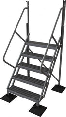 TRI-ARC - 92" 5 Step Configurable Rooftop Ladder - 50° Incline, 500 Lb Capacity, 50" Platform Height, 52-3/4" Base Width x 50" Base Depth, Serrated - Americas Tooling