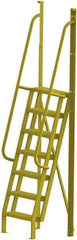 TRI-ARC - 112" 7 Step Configurable Crossover Ladder - 75° Incline, 1,000 Lb Capacity, 70" Platform Height, 30" Base Width x 28" Base Depth, Serrated - Americas Tooling