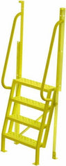 TRI-ARC - 82" 4 Step Configurable Crossover Ladder - 75° Incline, 1,000 Lb Capacity, 40" Platform Height, 30" Base Width x 20-1/2" Base Depth, Perforated Tread - Americas Tooling