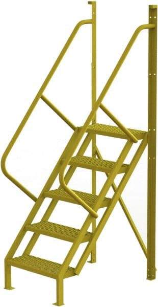 TRI-ARC - 92" 5 Step Configurable Crossover Ladder - 50° Incline, 1,000 Lb Capacity, 50" Platform Height, 30" Base Width x 44" Base Depth, Serrated - Americas Tooling