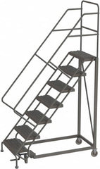 TRI-ARC - 106" 7 Step Configurable Rolling Ladder - 50° Incline, 450 Lb Capacity, 70" Platform Height, 35" Base Width x 56" Base Depth, Serrated - Americas Tooling