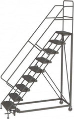 TRI-ARC - 126" 9 Step Configurable Rolling Ladder - 56° Incline, 450 Lb Capacity, 90" Platform Height, 35" Base Width x 71" Base Depth, Serrated - Americas Tooling