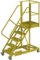 TRI-ARC - 92" 5 Step Configurable Cantilever Ladder - Supported, 300 Lb Capacity, 50" Platform Height, 30" Base Width x 64" Base Depth, Perforated Tread - Americas Tooling