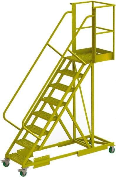 TRI-ARC - 122" 8 Step Configurable Cantilever Ladder - Supported, 300 Lb Capacity, 80" Platform Height, 30" Base Width x 89" Base Depth, Perforated Tread - Americas Tooling