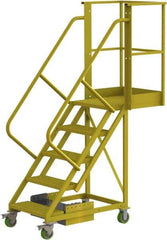 TRI-ARC - 92" 5 Step Configurable Cantilever Ladder - Unsupported, 300 Lb Capacity, 50" Platform Height, 30" Base Width x 64" Base Depth, Perforated Tread - Americas Tooling