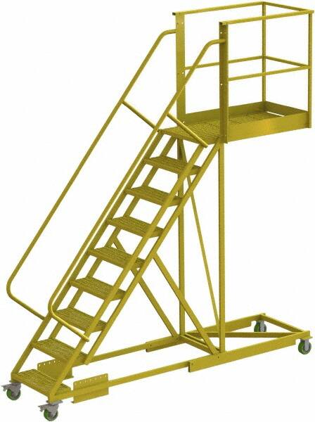 TRI-ARC - 132" 9 Step Configurable Cantilever Ladder - Supported, 300 Lb Capacity, 90" Platform Height, 30" Base Width x 117" Base Depth, Serrated - Americas Tooling