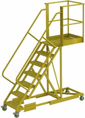 TRI-ARC - 112" 7 Step Configurable Cantilever Ladder - Supported, 300 Lb Capacity, 70" Platform Height, 30" Base Width x 91" Base Depth, Perforated Tread - Americas Tooling