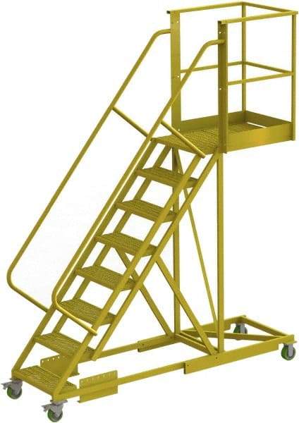 TRI-ARC - 122" 8 Step Configurable Cantilever Ladder - Supported, 300 Lb Capacity, 80" Platform Height, 30" Base Width x 99" Base Depth, Perforated Tread - Americas Tooling