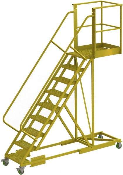 TRI-ARC - 132" 9 Step Configurable Cantilever Ladder - Supported, 300 Lb Capacity, 90" Platform Height, 30" Base Width x 107" Base Depth, Serrated - Americas Tooling