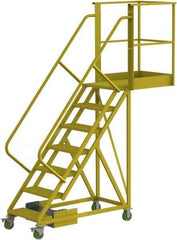 TRI-ARC - 112" 7 Step Configurable Cantilever Ladder - Unsupported, 300 Lb Capacity, 70" Platform Height, 30" Base Width x 91" Base Depth, Perforated Tread - Americas Tooling