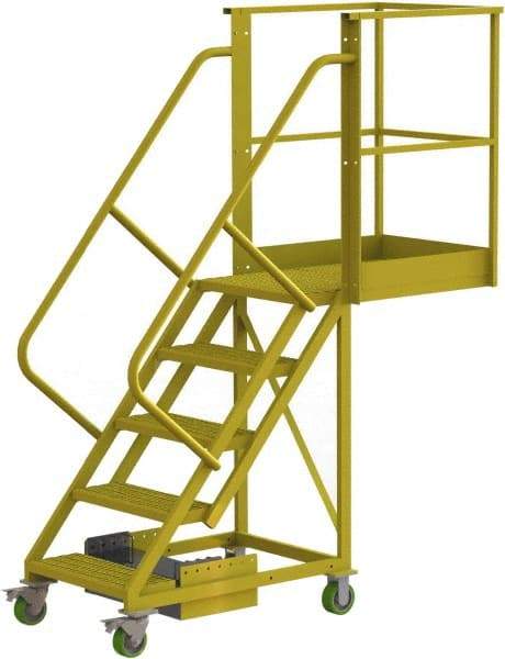 TRI-ARC - 92" 5 Step Configurable Cantilever Ladder - Unsupported, 300 Lb Capacity, 50" Platform Height, 30" Base Width x 74" Base Depth, Serrated - Americas Tooling