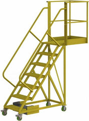 TRI-ARC - 112" 7 Step Configurable Cantilever Ladder - Unsupported, 300 Lb Capacity, 70" Platform Height, 30" Base Width x 91" Base Depth, Serrated - Americas Tooling