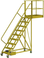 TRI-ARC - 132" 9 Step Configurable Cantilever Ladder - Unsupported, 300 Lb Capacity, 90" Platform Height, 30" Base Width x 117" Base Depth, Perforated Tread - Americas Tooling