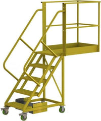 TRI-ARC - 92" 5 Step Configurable Cantilever Ladder - Unsupported, 300 Lb Capacity, 50" Platform Height, 30" Base Width x 84" Base Depth, Serrated - Americas Tooling