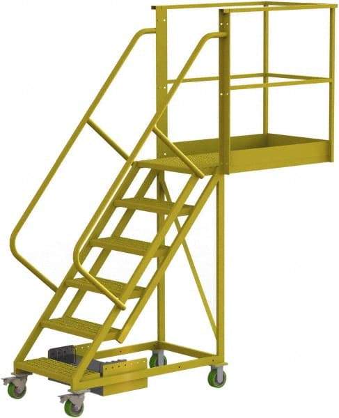 TRI-ARC - 102" 6 Step Configurable Cantilever Ladder - Unsupported, 300 Lb Capacity, 60" Platform Height, 30" Base Width x 92" Base Depth, Serrated - Americas Tooling