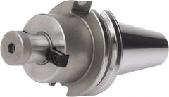 Accupro - CAT40 Dual Contact Taper Shank 1" Pilot Diam Shell Mill Holder - 6" Flange to Nose End Projection, 60.45mm Nose Diam, 1/2-20 Lock Screw, Through-Spindle & DIN Flange Coolant - Exact Industrial Supply